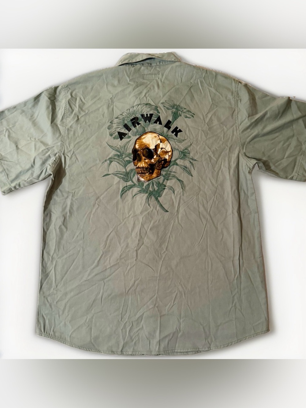 NWT Airwalk Skull Men's Size XXL Short Sleeve Woven Canvas Streetwear Shirt NEW